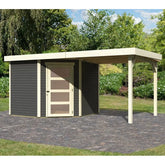 Abri de jardin en bois massif gris terre 5,95m² Schwandorf 5 avec appentis 240cm – Karibu Ma boutique